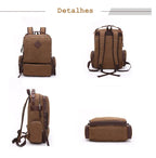 Mochila Executiva de Lona com detalhes em Couro