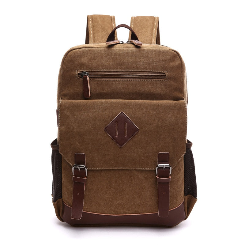 Mochila Executiva de Lona com detalhes em Couro