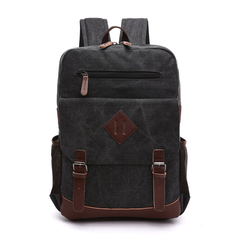 Mochila Executiva de Lona com detalhes em Couro