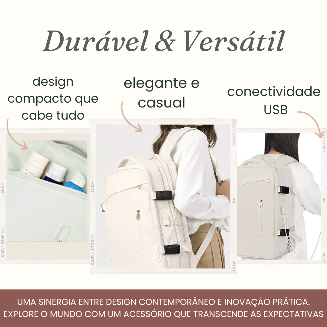 Mochila de Viagem Multiuso TravelTech - Carga USB