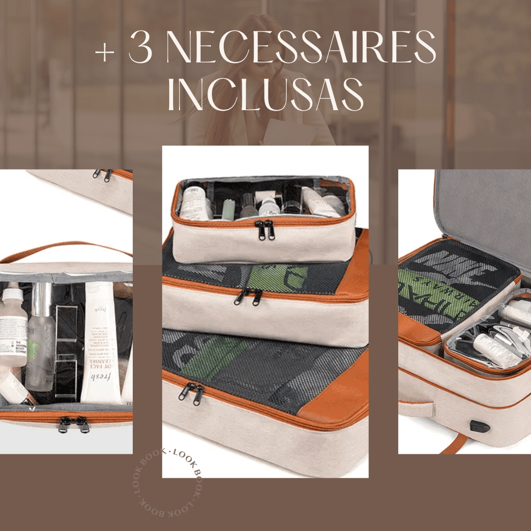 Mochila de Viagem Feminina VersaBag + 3 Necessaires GRÁTIS