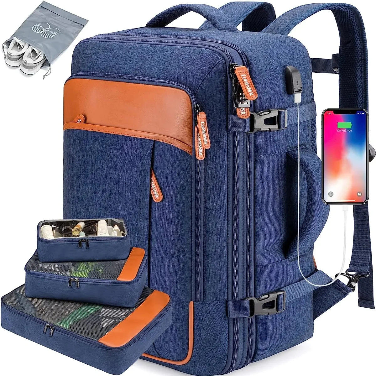 Mochila de Viagem Feminina VersaBag + 3 Necessaires GRÁTIS