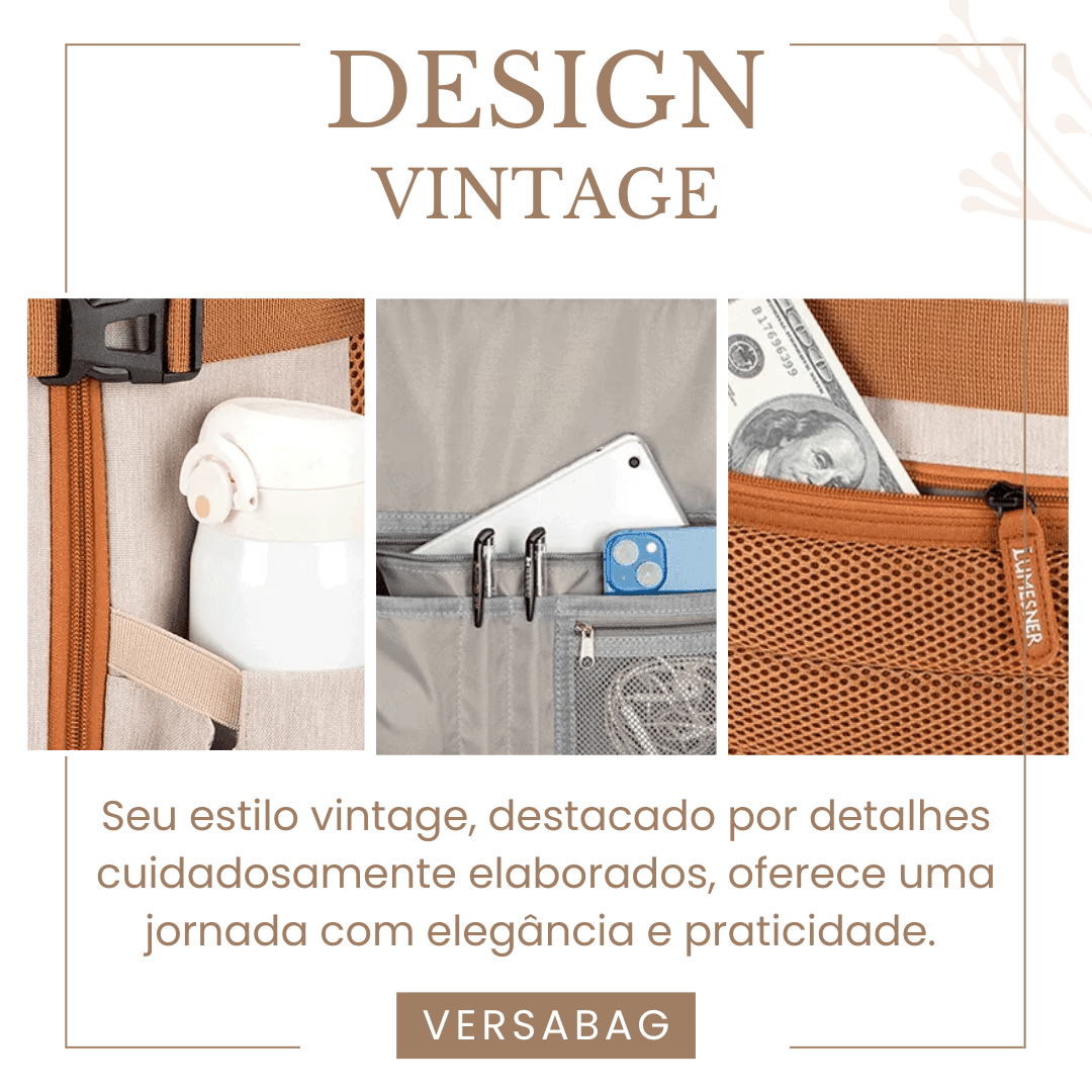 Mochila de Viagem Feminina VersaBag + 3 Necessaires GRÁTIS