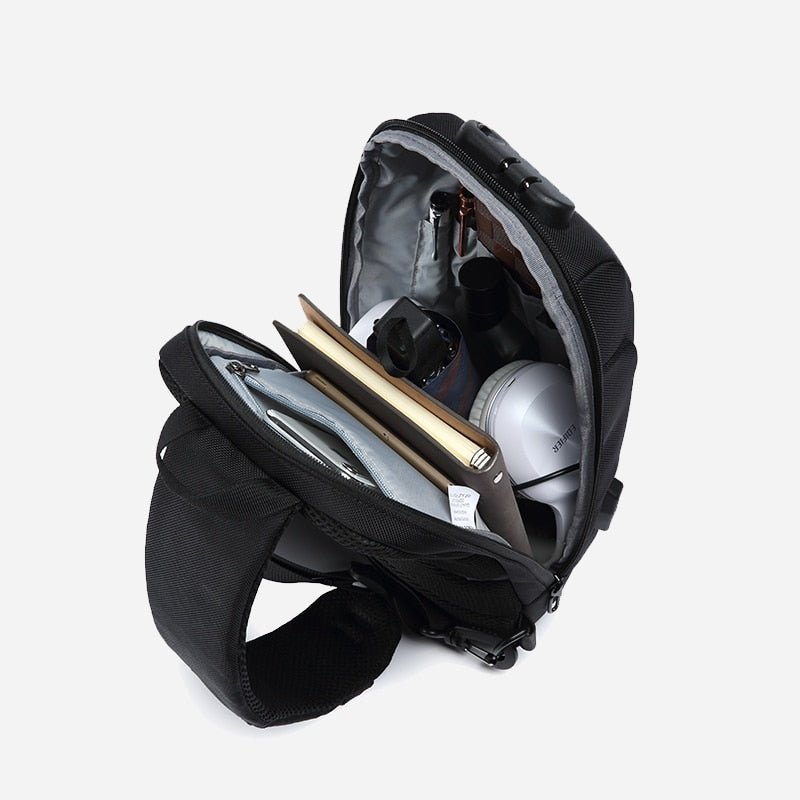 Mochila Transversal Antifurto para Viagem - Resistente à Água