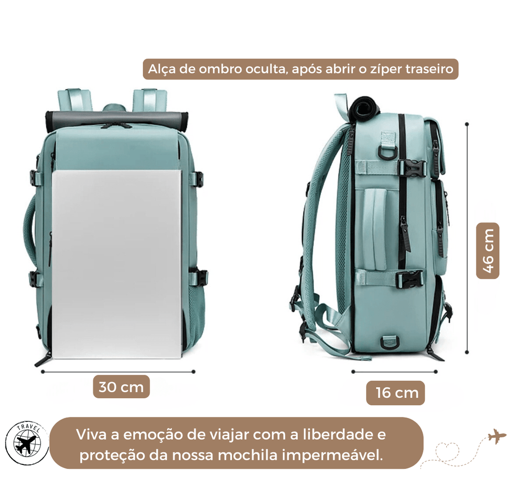 TravelMaster- Mochila de Viagem Feminina Impermeável